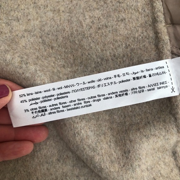 Zara Women Wool Blend Ivory Tan Oversize Button Front Jacket Coat w/Pockets XS - Picture 16 of 16